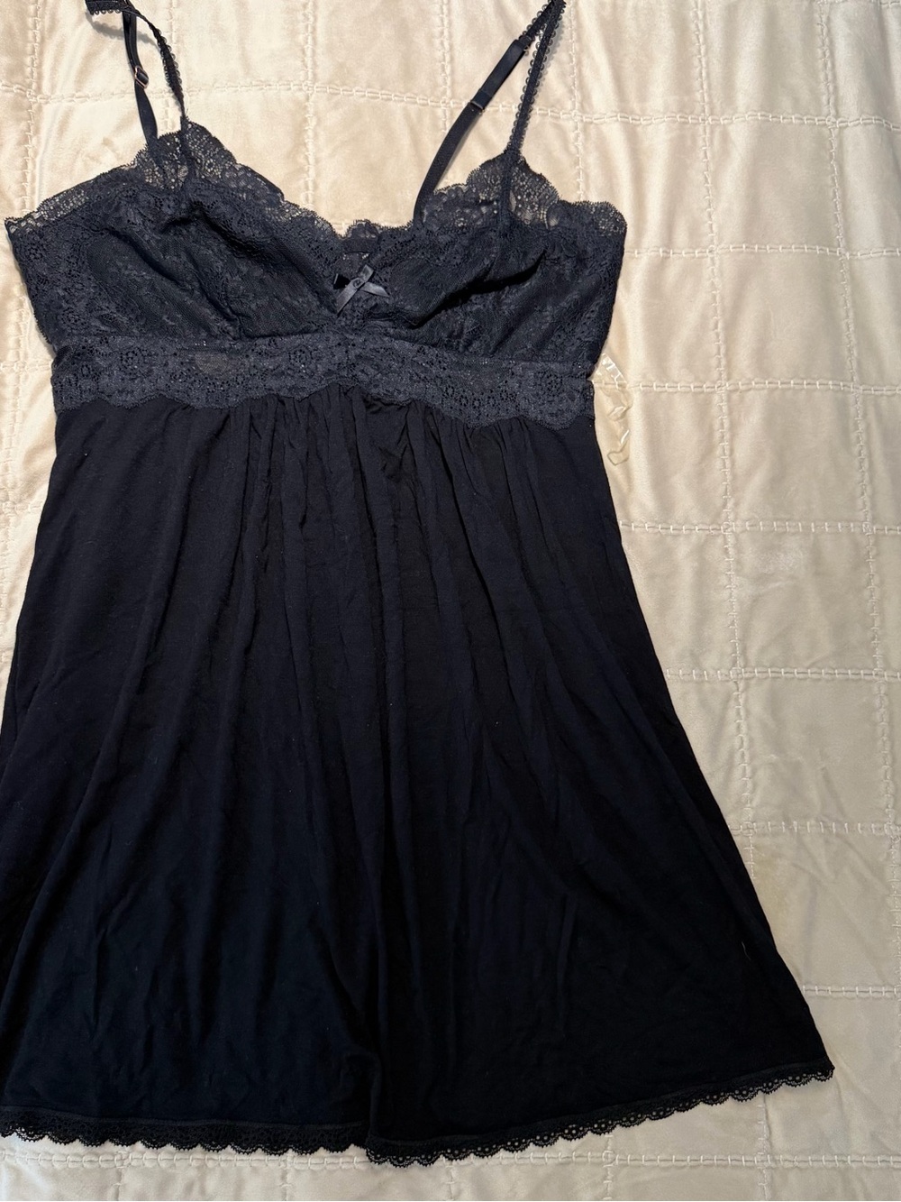 INC International Concepts Black Lace-Trim Chemise